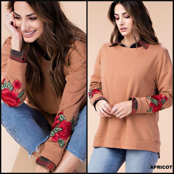 FINAL PRICE! Olive Rose Patch Pullover - Picture 3 of 3